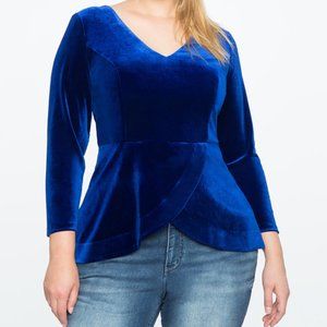 Velvet V-Neck Peplum Top